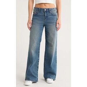 True Religion Bobbi Baggy Jeans Women's High Rise Wide Leg Jeans Denim Blue